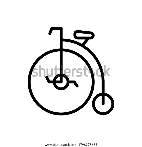 Penny farthing, transport icon. Simple line,\
outline illustration elements of hipster style icons for ui and ux,\
website or mobile\
application