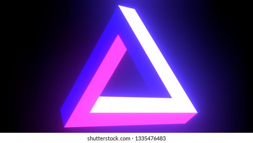 Penrose triangle 3D. Esher. Abstract Geometric object optical illusion. 