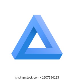 Penrose Triangle icon isolated on white background. Optical illusion triangle sign penrose in blue color. 