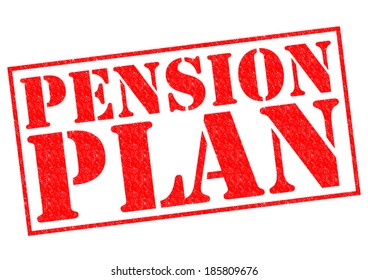 PENSION PLAN Red Rubber Stamp Over A White Background.