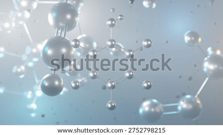 pentachlorophenol molecular structure, 3d model molecule, pesticide structural chemical formula view from a microscope