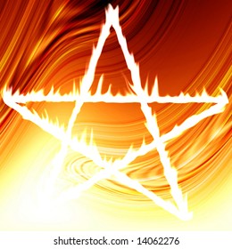 Pentagram On Fire On Abstract Red Stock Illustration 14062276 ...