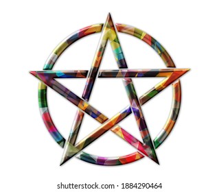 Pentagram Star Low Poly Multicolored Retro Stock Illustration ...