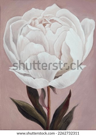 Peony white flower dust pink background oil painting bouquet rose flower green petal watercolor poster print painting flower botanical botanic art room decor wall design abstract inspiration art