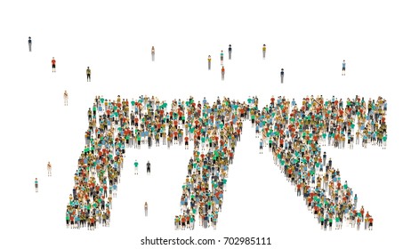 Large Group People Seen Above Gathered Stock Illustration 309509678