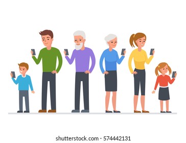 People of different ages use smartphone. Concept illustration. - Powered by Shutterstock