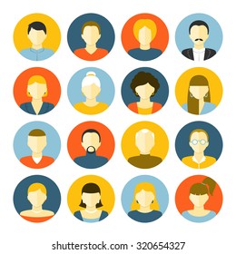 People Different Generations Avatars Portraits Icons Stock Vector ...