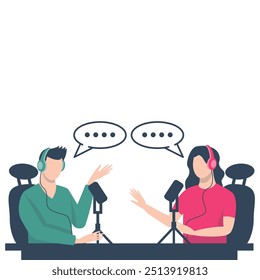 People Doing Podcast. International Podcast Day Illustration - Powered by Shutterstock