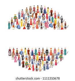 People Friendship. International Day Of The World Indigenous Peoples. Flat Circle Concept Illustration 