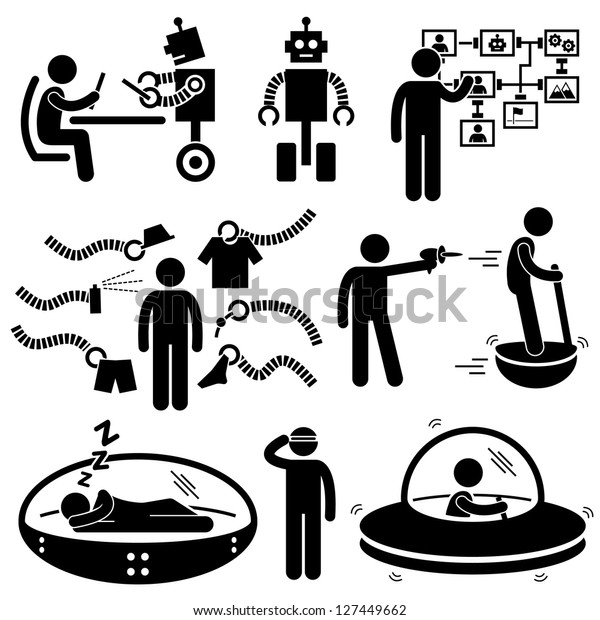 People of the Future Robot Technology Stick Figure\
Pictogram Icon