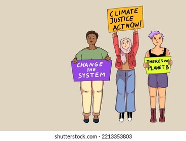 People Holding Protest Sign For Climate Justice