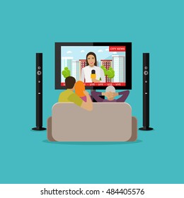 2,555 Family watching television cartoon Images, Stock Photos & Vectors ...