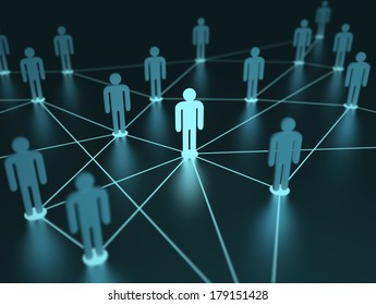 People Interconnected With Depth Of Field On The Concept Of Team.