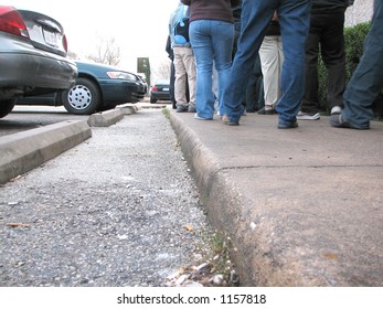 people line up for documentation process
