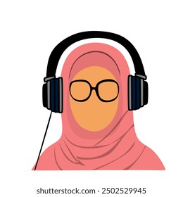 People listening music. Women with headphones. Live Podcast. live streaming - Powered by Shutterstock