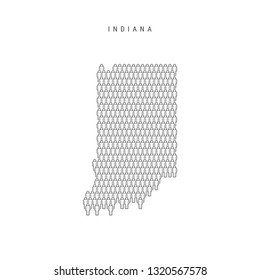 People Map Of Indiana, US State. Stylized Silhouette, People Crowd In The Shape Of A Map Of Indiana. Indiana Population. Illustration Isolated On White Background.