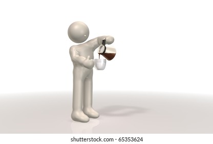 People pour a cup of coffee.
This is a computer generated image. - Shutterstock ID 65353624