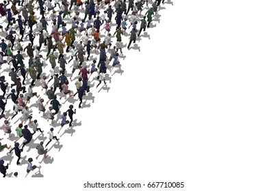 People Running Away 3d Illustration
