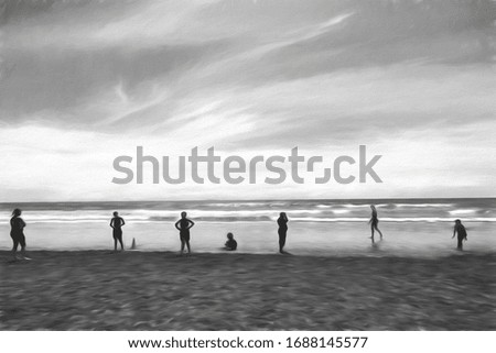 Similar – Image, Stock Photo …a family contemplates the sea