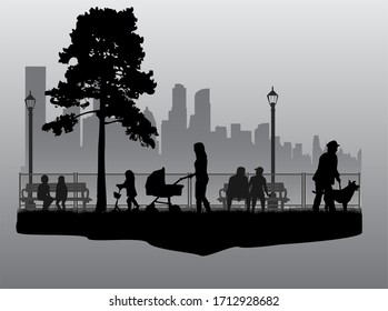 People silhouettes , urban background. - Powered by Shutterstock