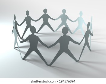 People Team In A Circle Holding Hands, Conceptual Image