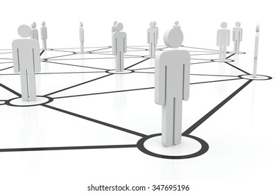 People Unified Into Network. Managing Team Of People On Internet. Staff Recruitment.