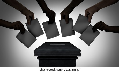 People voting and community vote concept with hands casting ballots at a polling station during an election as a democratic right in a democracy with 3D illustration elements. - Powered by Shutterstock