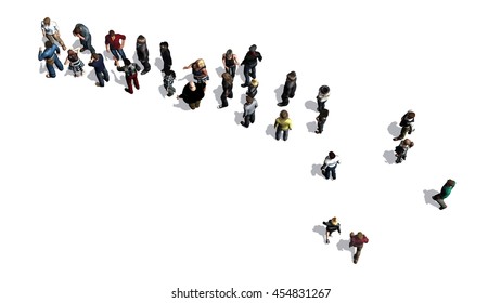 People Waiting Line Top View Isolated Stock Illustration 454831270