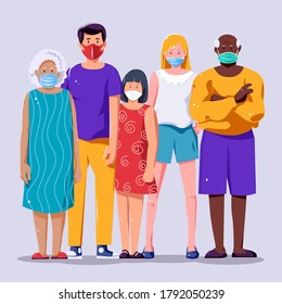  People wearing protective masks in different situations and holidays - Shutterstock ID 1792050239