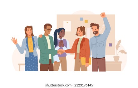 People working in office cheering and congratulate colleagues with promotion or successful business deal. man and woman shaking hands, team clapping and applauding. Corporate office workers - Powered by Shutterstock