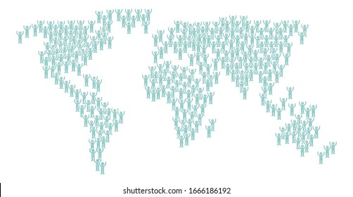 People world map made up of a crowd of human figures