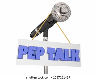 Pep Talk Assembly Microphone Stand Words 3d Illustration