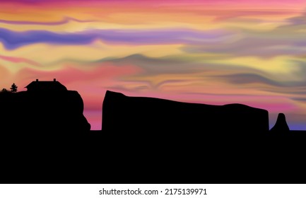 Perce Rock Silhouette Sky Serene