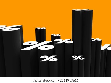 percent 3d sign city ​​silhouette buildings real estate prices growth - Powered by Shutterstock