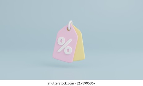 Percent Label Icon, Online Shopping Tag Price, Discount Coupon Of Cash For Future Use, Sales With An Excellent Offer, Marketing Sale Tag, Special Offer Promotion, 3D Rendering Illustration Concept