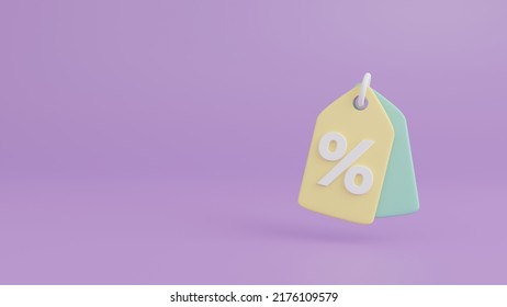 Percent Label Icon, Online Shopping Tag Price, Discount Coupon Of Cash For Future Use, Sales With An Excellent Offer, Marketing Sale Tag, Special Offer Promotion, 3D Rendering Illustration Concept