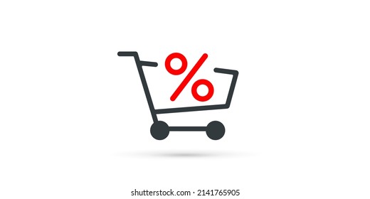 Percent Mark In Shoping Cart Icon