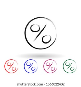 Percent Sign Sketch Style Multi Color Icon. Simple Thin Line, Outline Of Banking Icons For Ui And Ux, Website Or Mobile Application