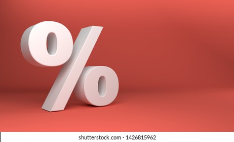 Percentage Icon 3D On Red Background 3d Illustration