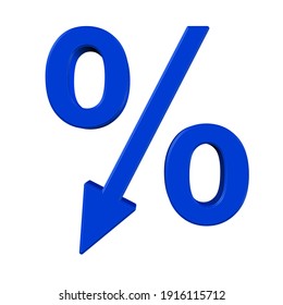 Percentage Symbol With Down Arrow, 3D Illustration