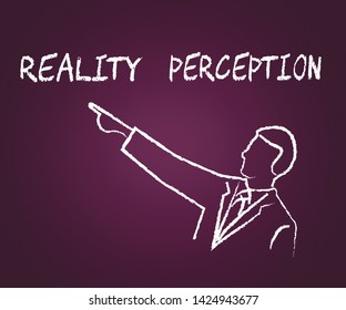 Perception Vs Reality Words Compares Thought Or Imagination With Realism. Looks At Insight And Feeling - 3d Illustration