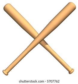 Perfect crossed baseball bats isolated on white