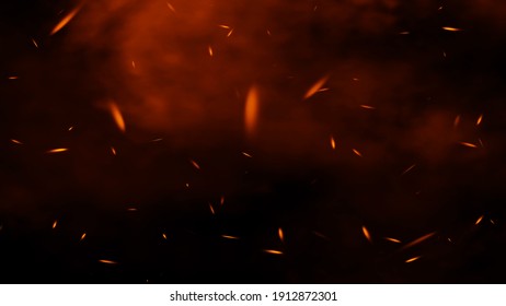 Perfect fire particles embers sparks on isolated black background . Texture overlays. Explosion burn effect.