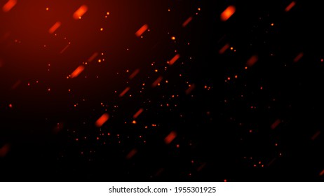 Perfect Fire Particles Embers Sparks On Isolated Black Background . Texture Overlays. Explosion Burn Effect.