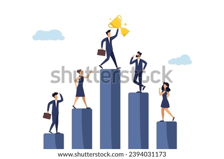Performance comparison chart between company or employee profit, winner and loser of competition. Achievement concept.