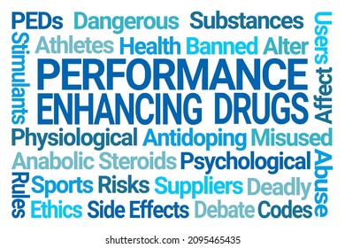 Performance Enhancing Drugs Word Cloud On White Background