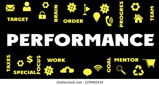 Performance Panoramic Banner Icons Tags Words Stock Illustration ...