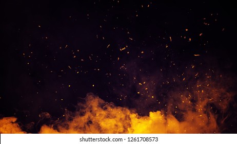 Perftect Fire Particles Embers On Background . Smoke Fog Misty Texture Overlays 