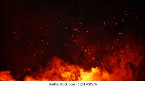Perftect fire particles embers on background . Smoke fog misty texture overlays 