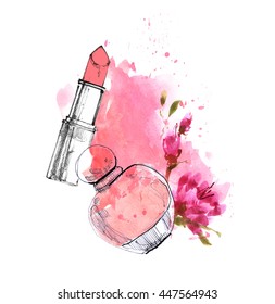 Perfume Lipstick Makeup Smear On White Stock Illustration 447564943 ...